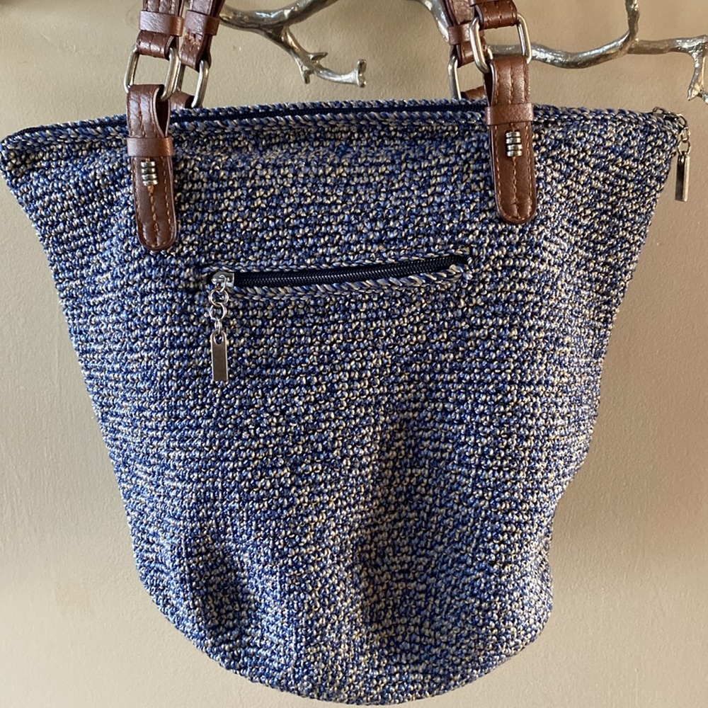 The Sak Silverwood Crochet Shopper Blue and Tan